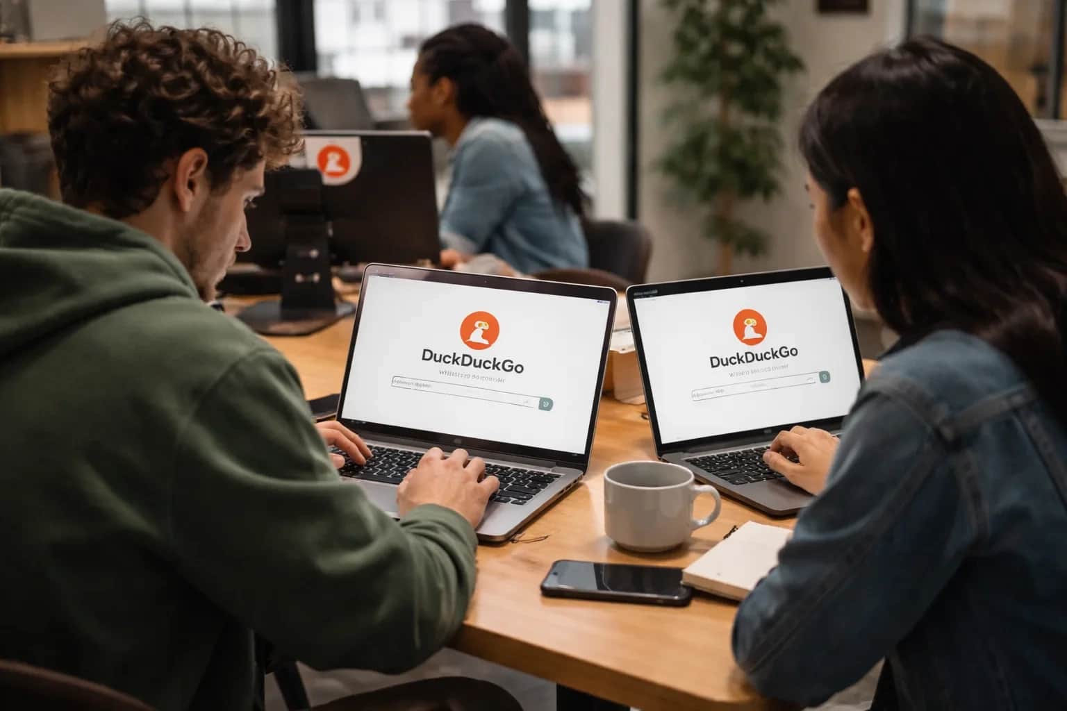 A visual representation of DuckDuckGo's browser extension interface showing AI-free search settings.