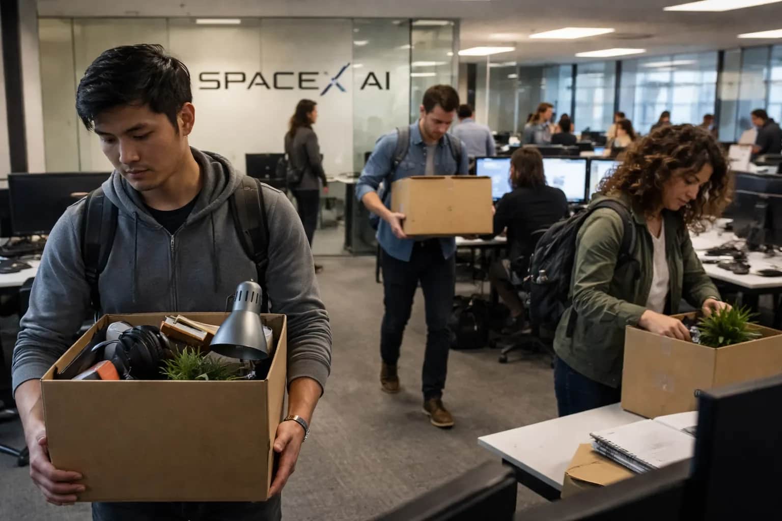 The logo for Elon Musk's SpaceXAI company.
