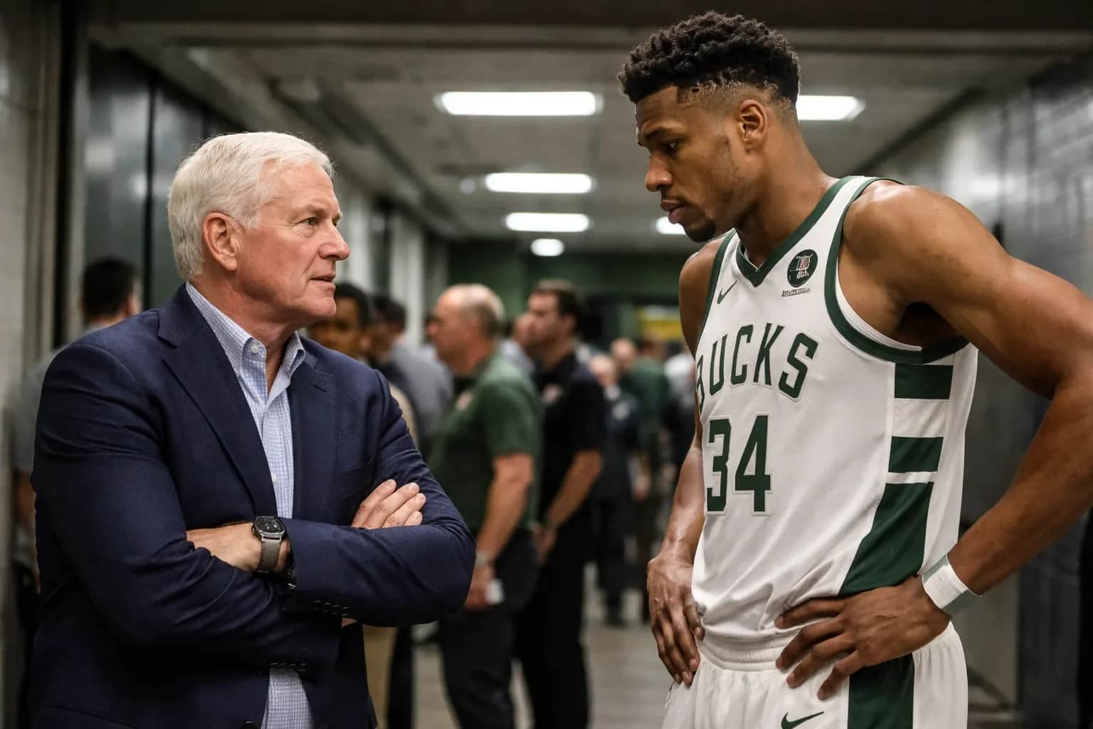 Giannis Antetokounmpo on the court for the Milwaukee Bucks