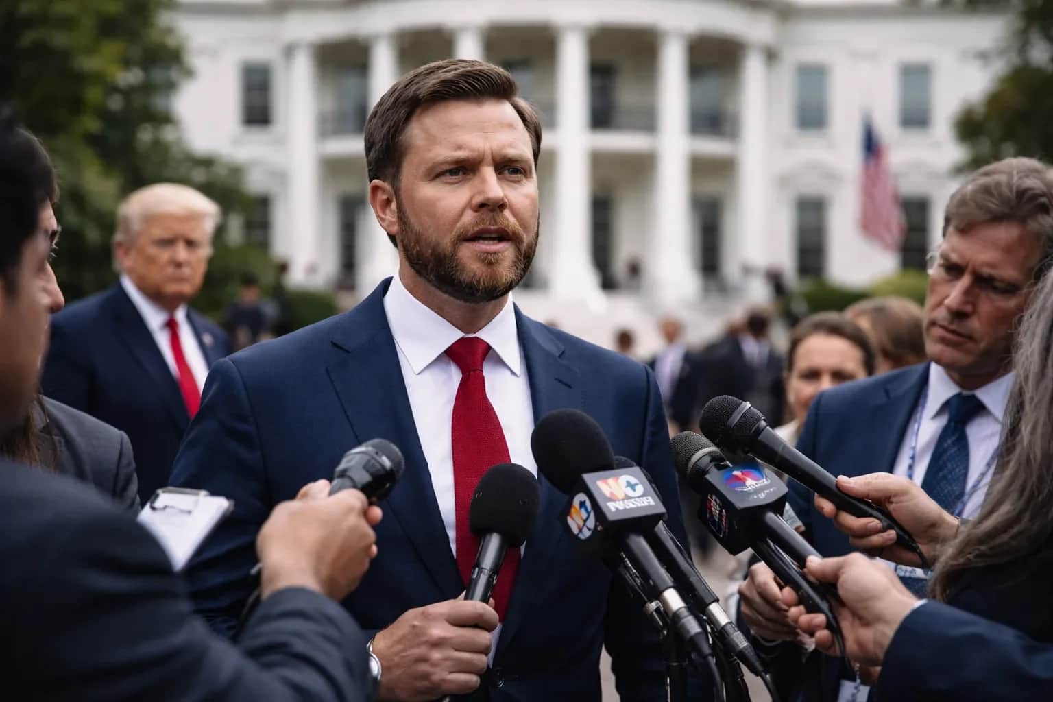 Vice-President JD Vance speaking at a White House press briefing about the Iran deal.