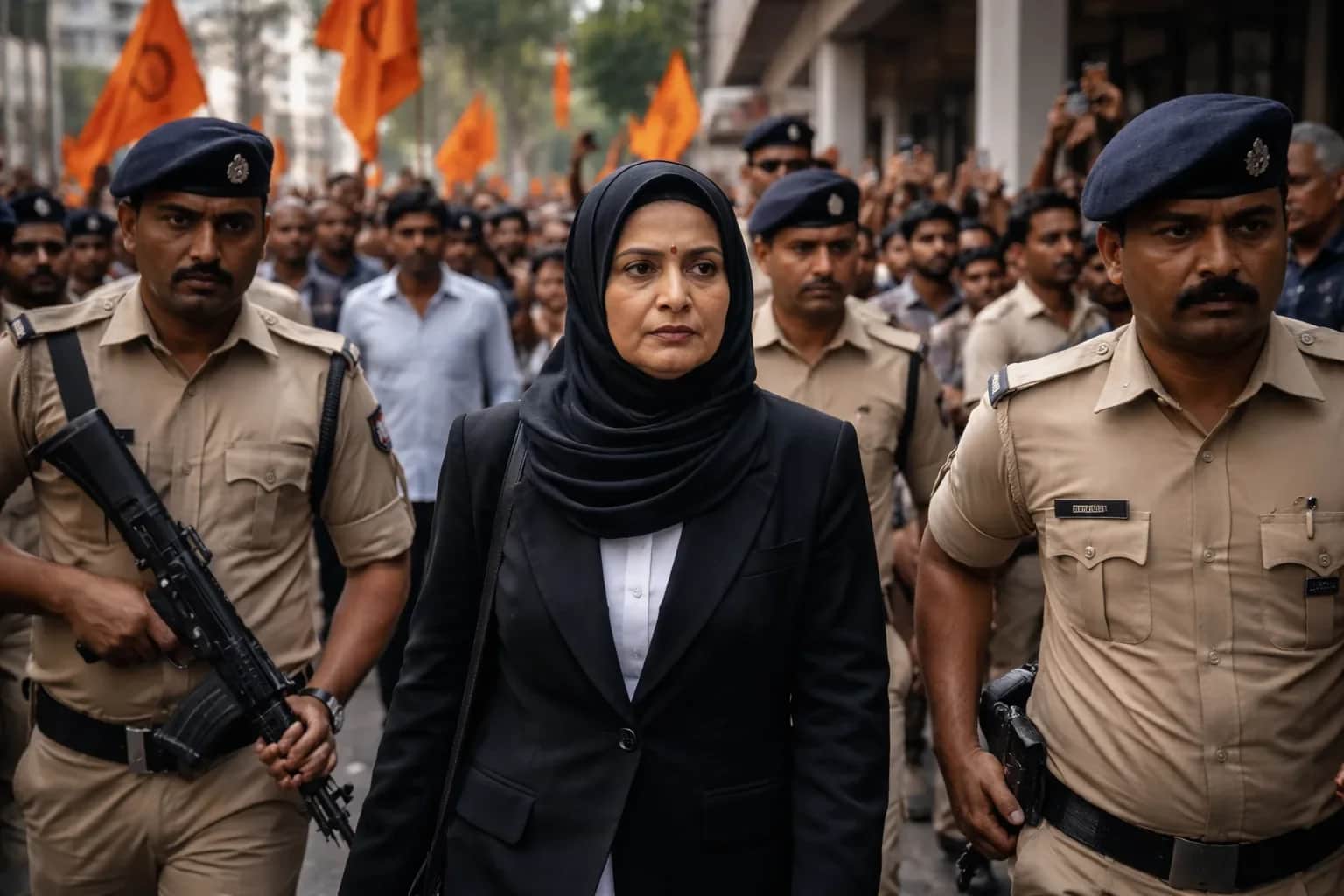 Hindu protesters gather to demonstrate against the conviction of cow protectors in India.