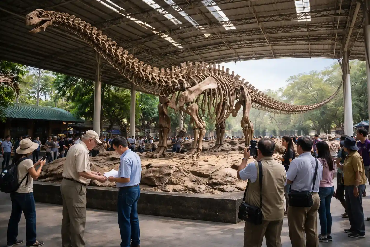 Artwork of a long-necked Uragasaurus kalasinensis dinosaur in a prehistoric landscape.