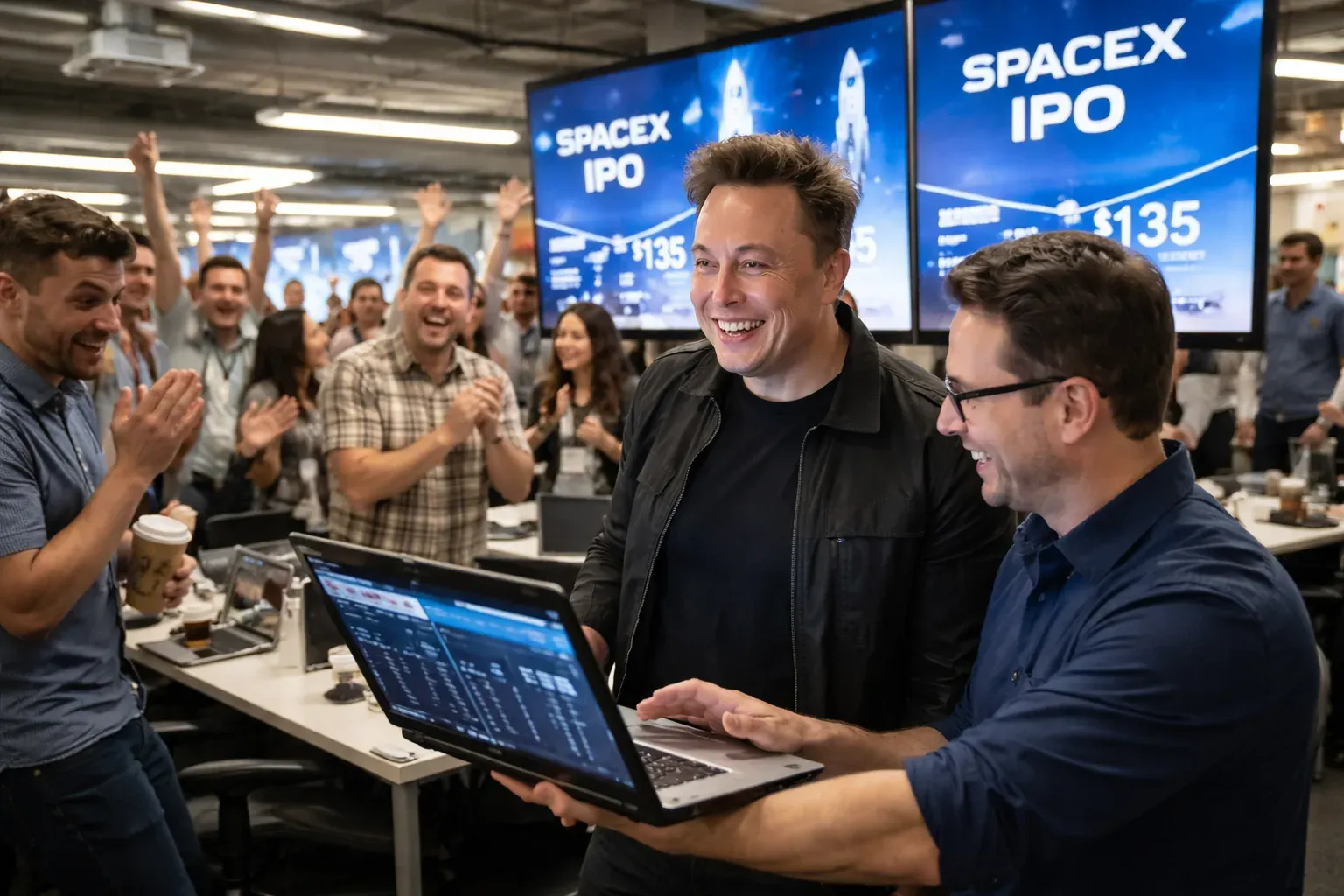 SpaceX Falcon 9 rocket and the company logo.