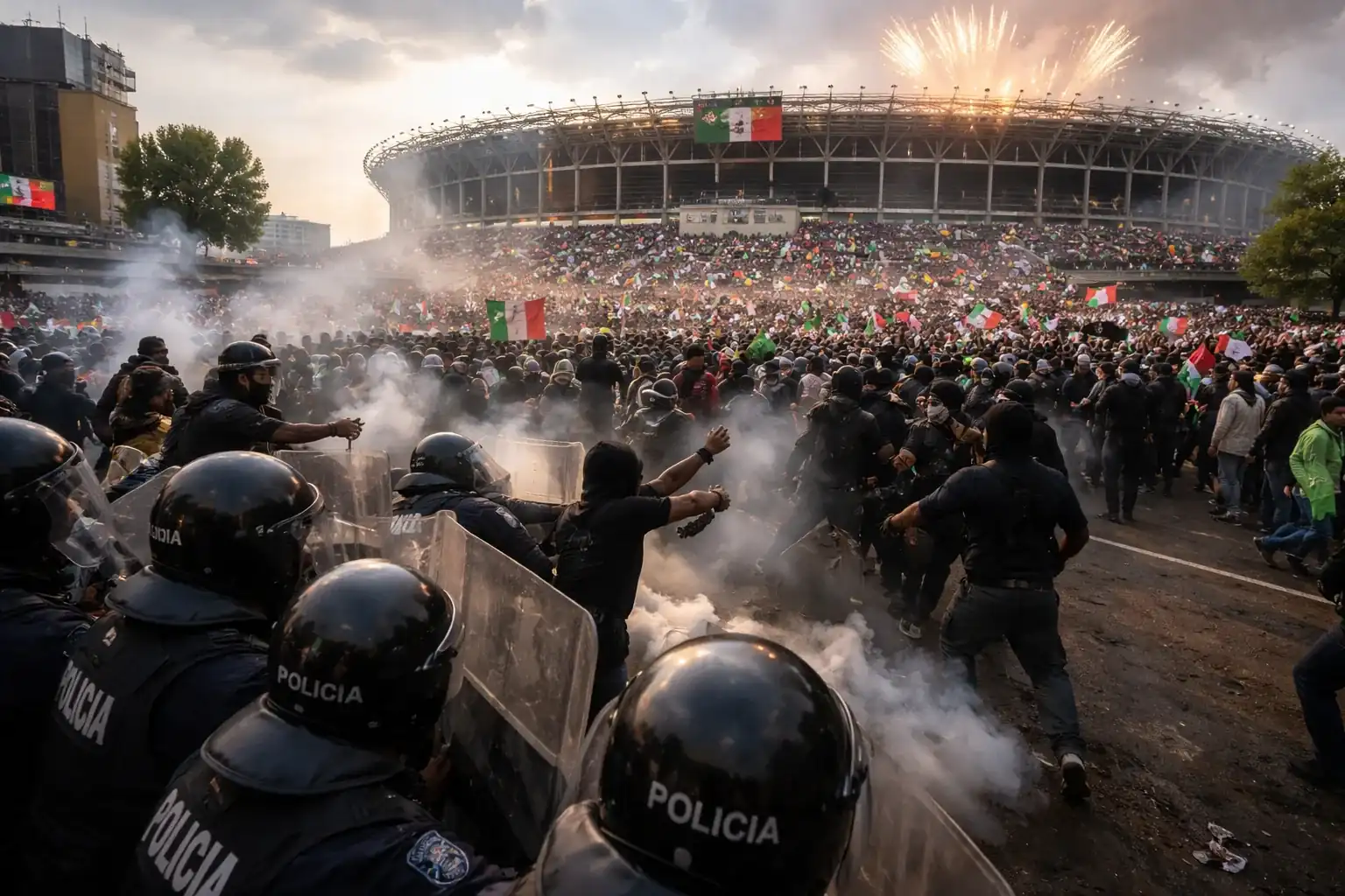 Fans and performers at the opening ceremony of the 2026 World Cup at the Azteca stadium in Mexico City