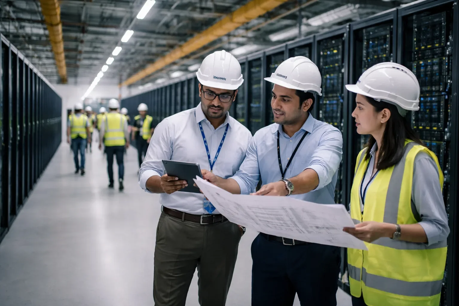 A high-tech data center facility representing digital infrastructure investment