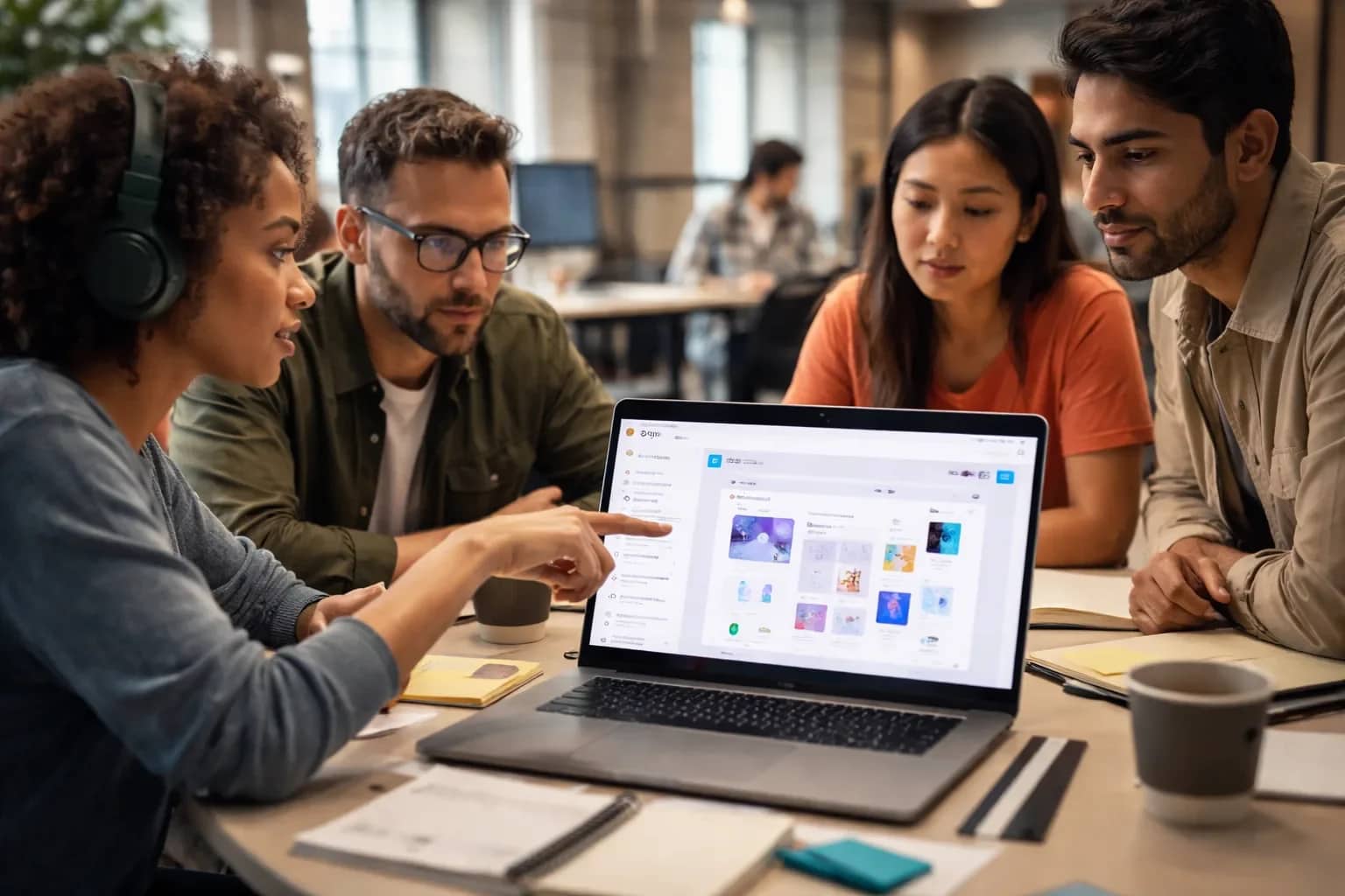 A digital representation of Figma's collaborative design canvas featuring an AI assistant interface.