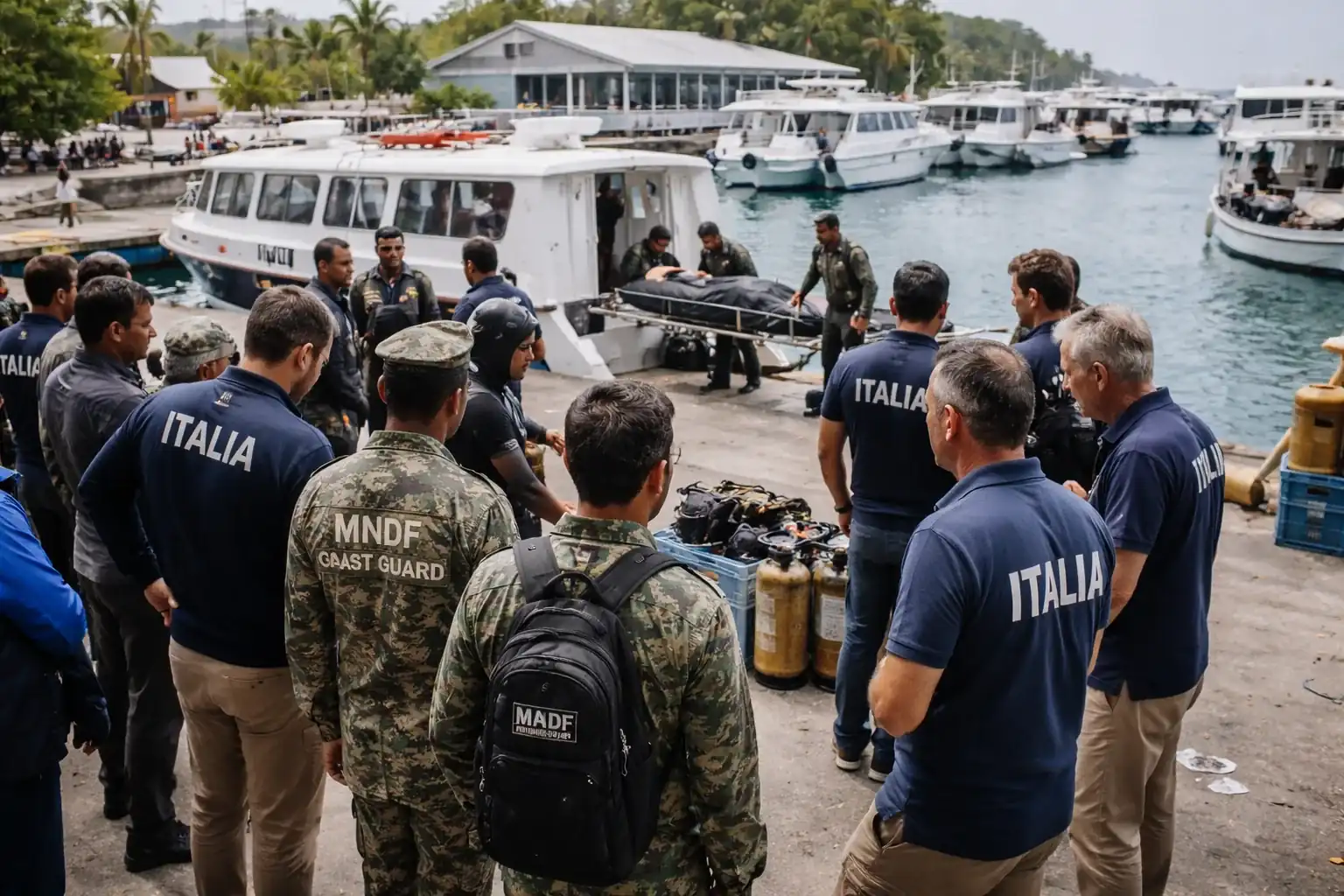 Coastal view of the Maldives where five Italian divers were reported dead in a cave diving accident.