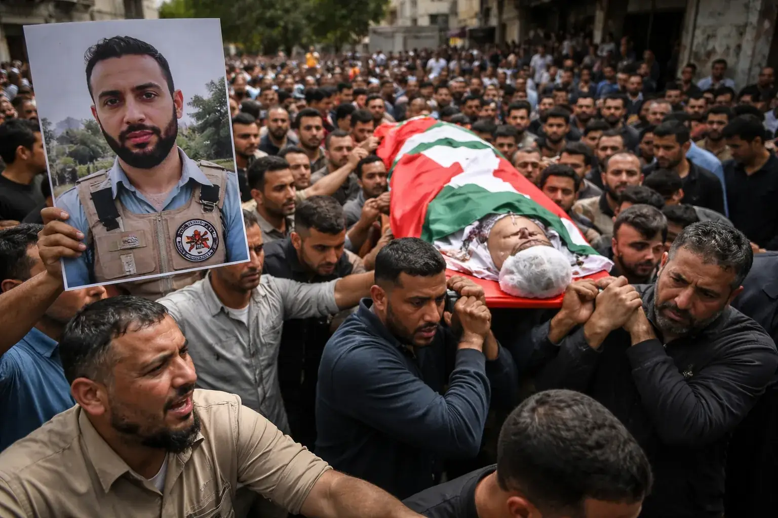 Palestinians gather around a giant screen in Gaza to watch a football match, an initiative organized by Mohammed al-Wahidi.