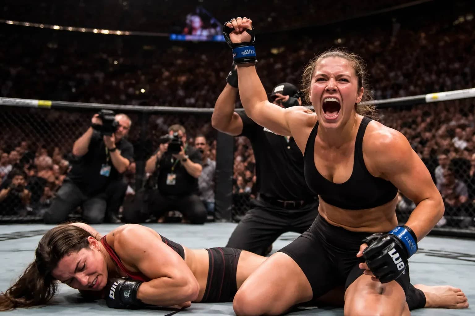 Ronda Rousey and Gina Carano during an MMA competition