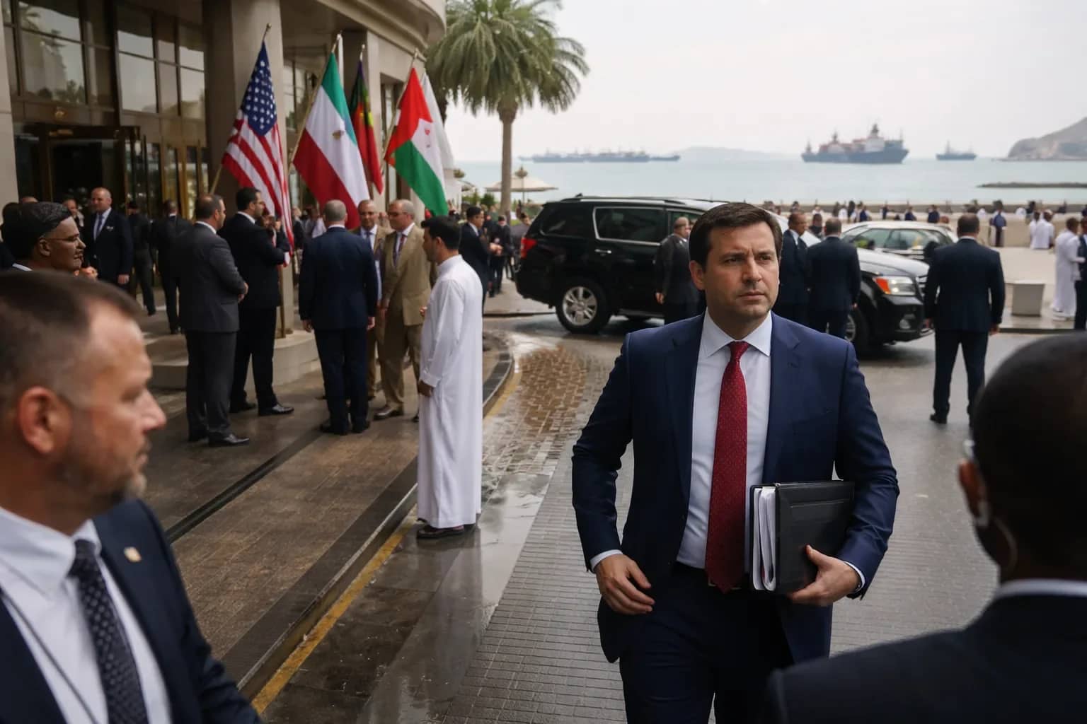 A fire blazes in Iran following what reports describe as powerful US strikes amidst maritime tensions.