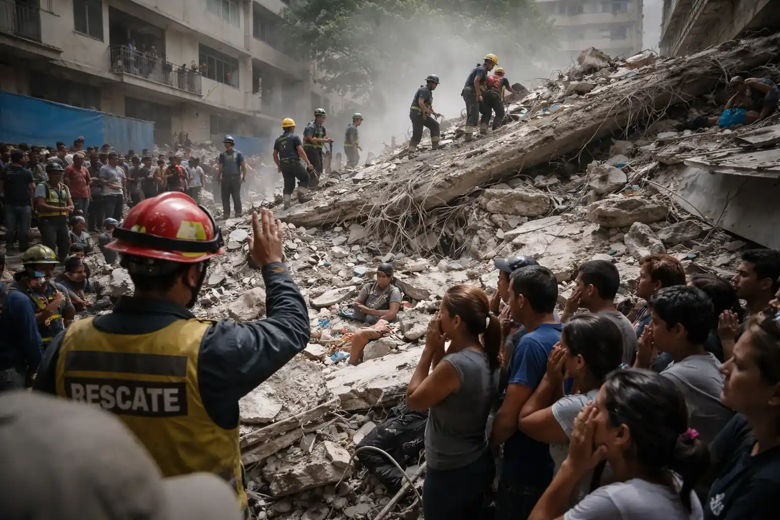 A woman stands near the rubble of a collapsed building in La Guaira, Venezuela, where search efforts continue.