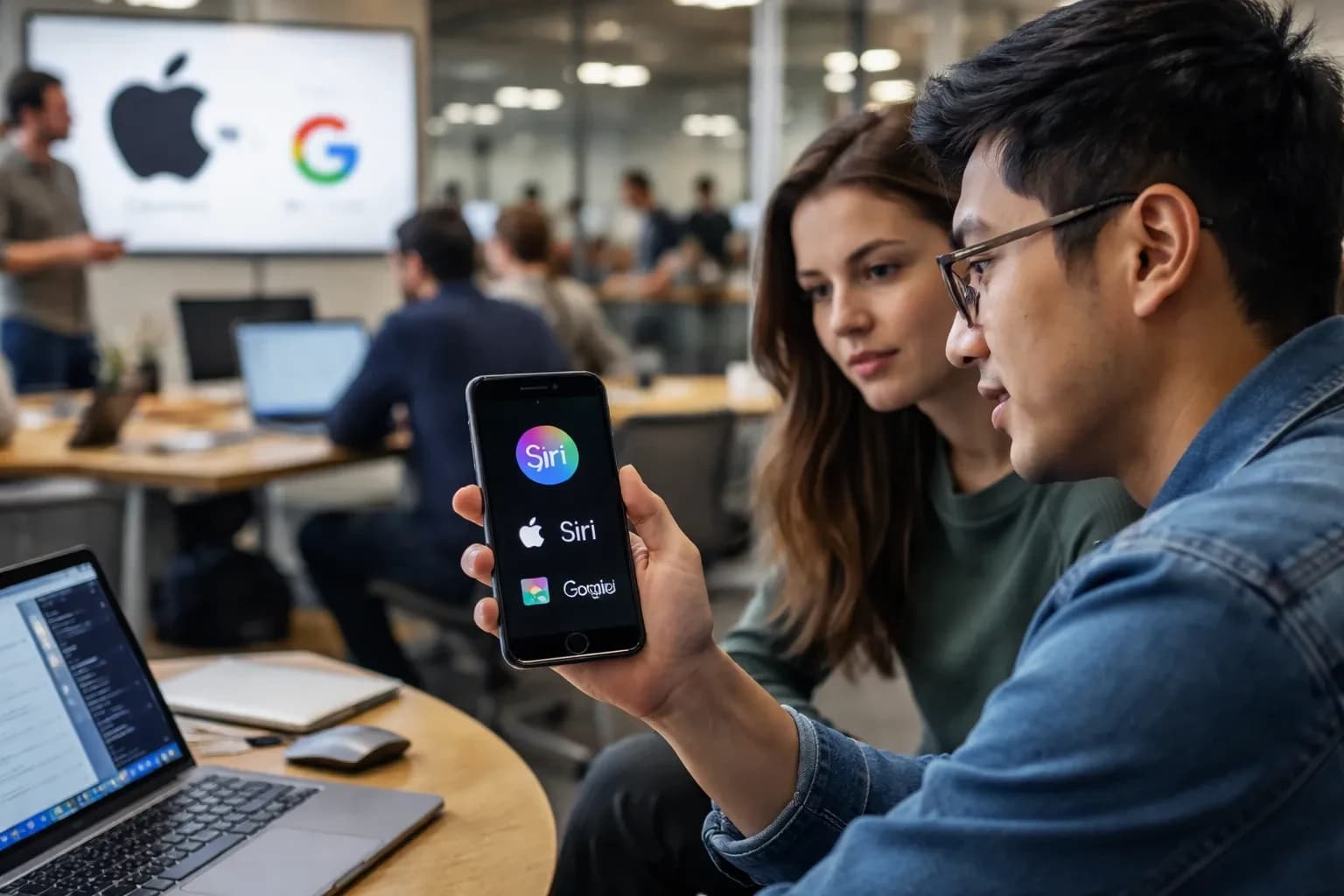 Apple Siri AI and Google Gemini integration concept