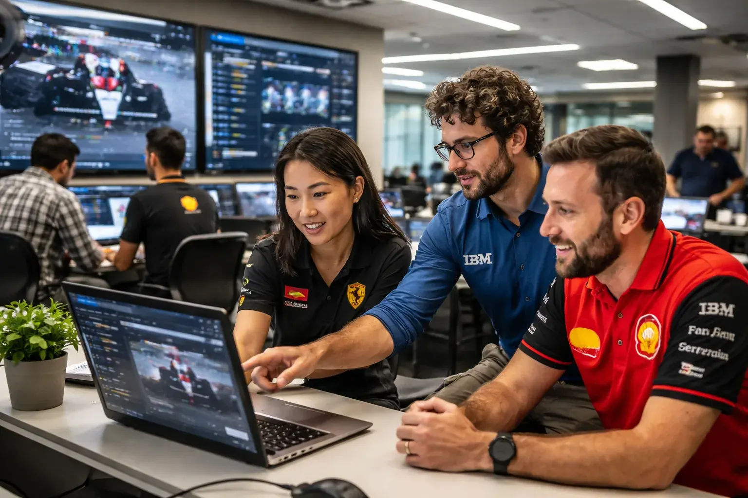 IBM AI and Ferrari Formula One fan engagement partnership logo.