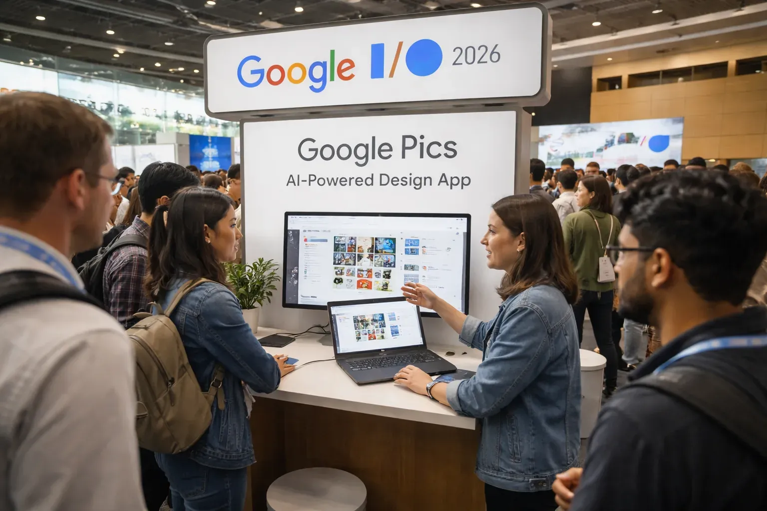 Interface of Google's new Pics AI design app showing image generation and editing tools within Google Workspace.