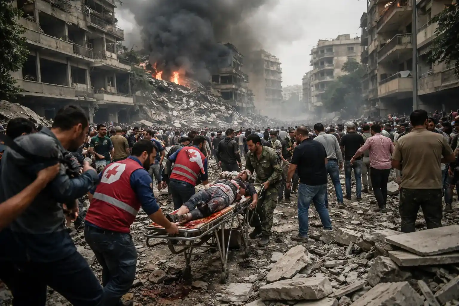 Smoke rises over southern Lebanon following Israeli airstrikes in the Nabatieh district.