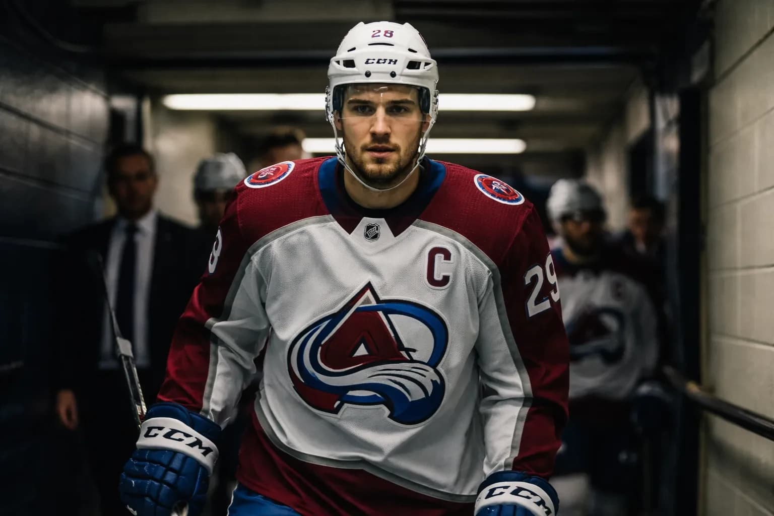 Nathan MacKinnon of the Colorado Avalanche during a playoff game.