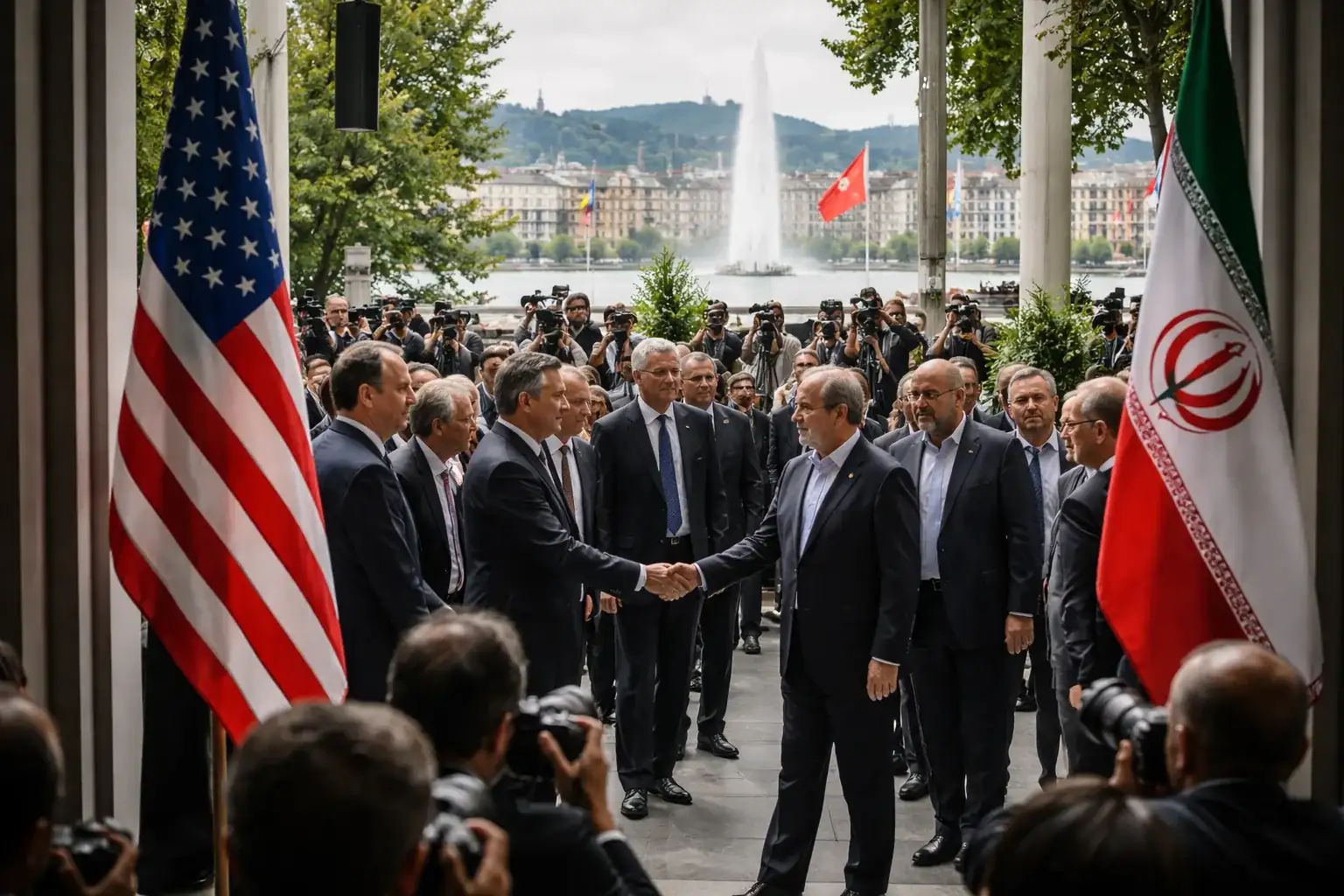 US and Iranian delegations arrive in Switzerland for high-level diplomatic talks.
