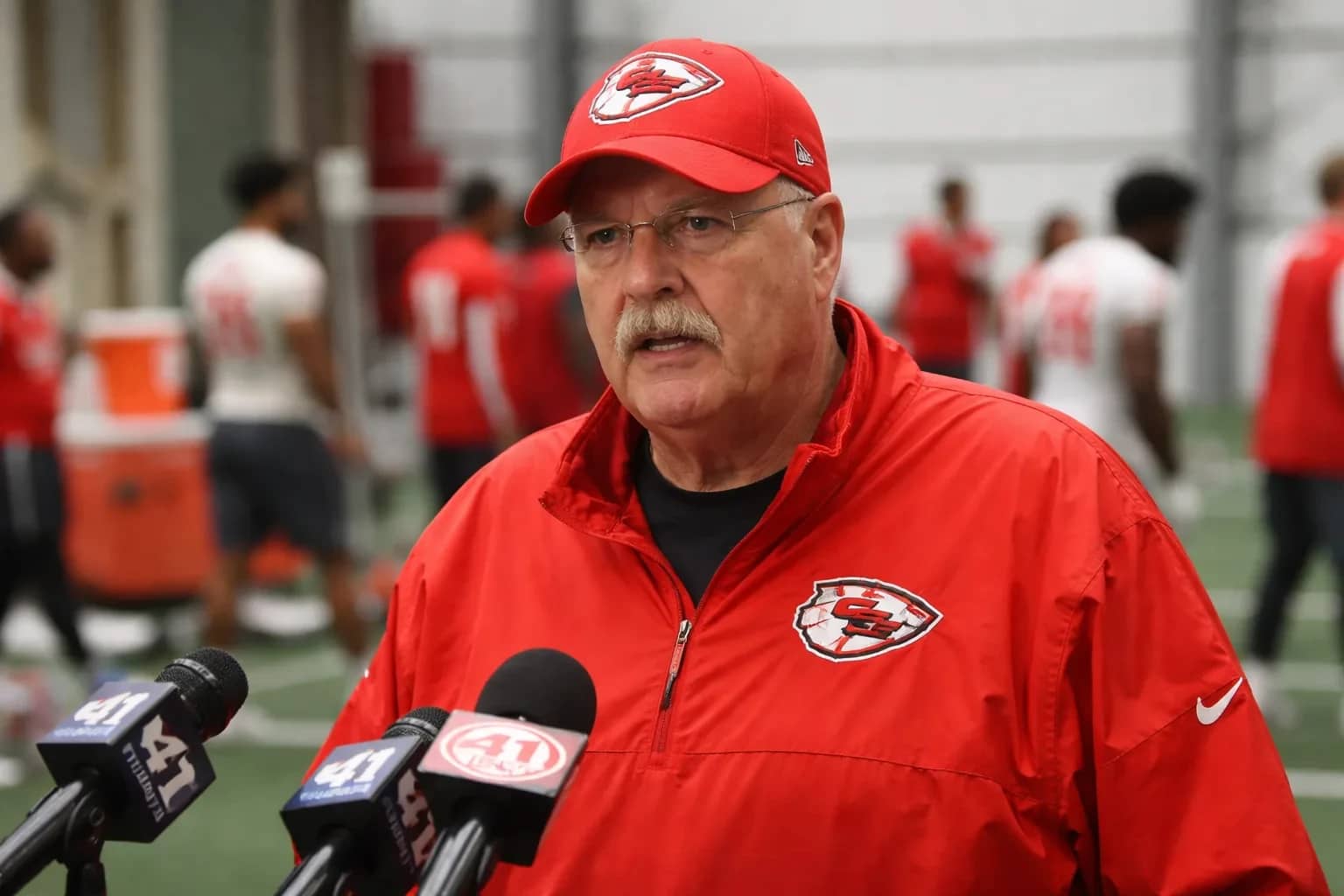 Kansas City Chiefs head coach Andy Reid on the sideline during a game.