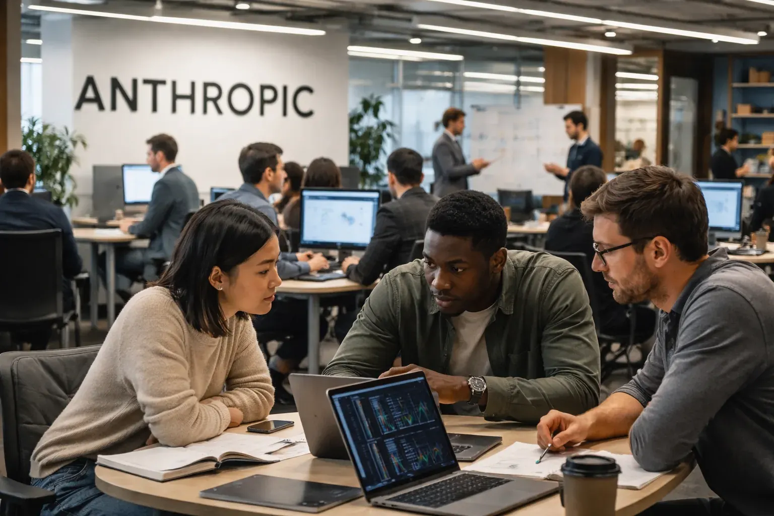 Anthropic branding and Claude AI interface on a professional display