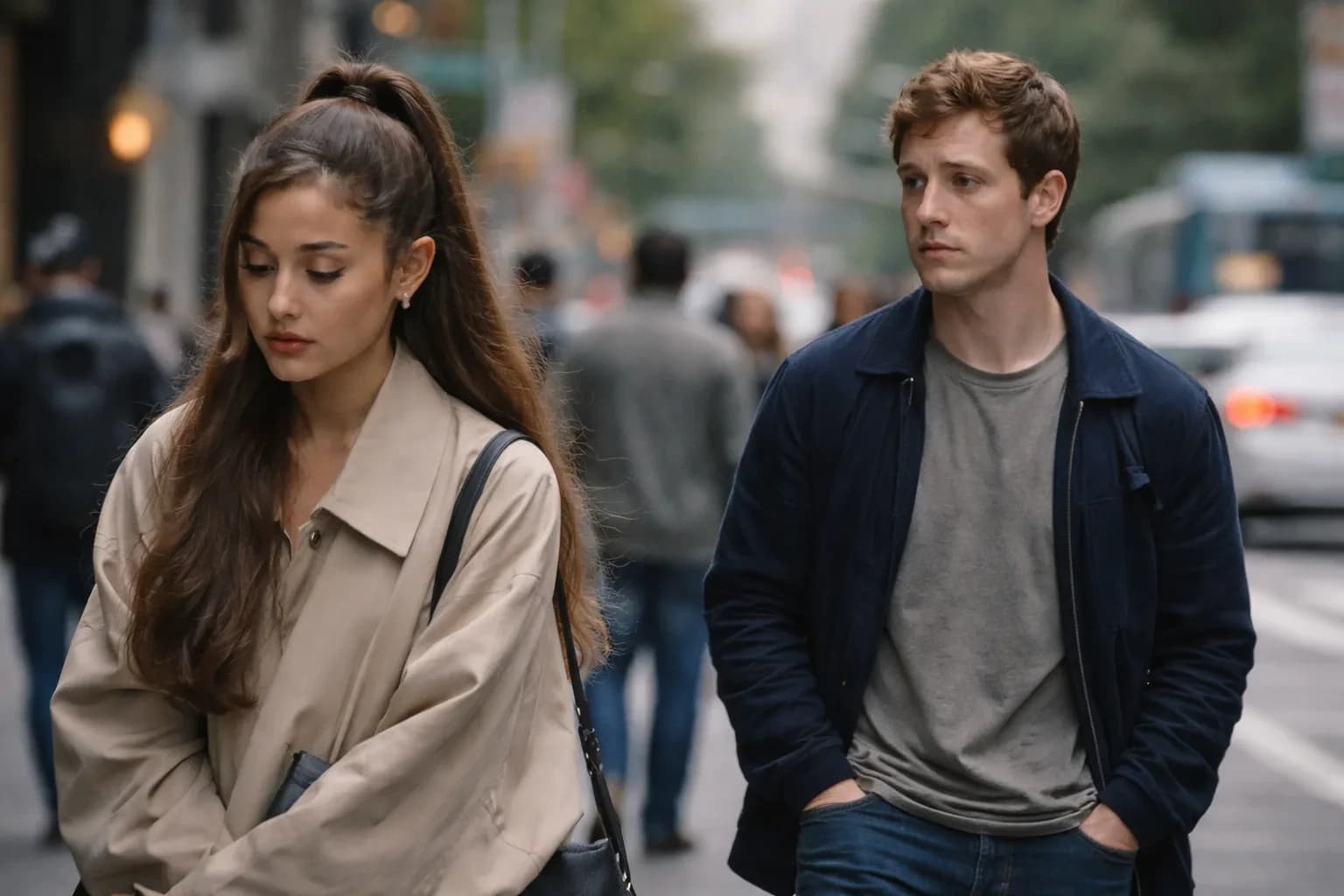 Ariana Grande and Ethan Slater attending a red carpet event together in 2025.