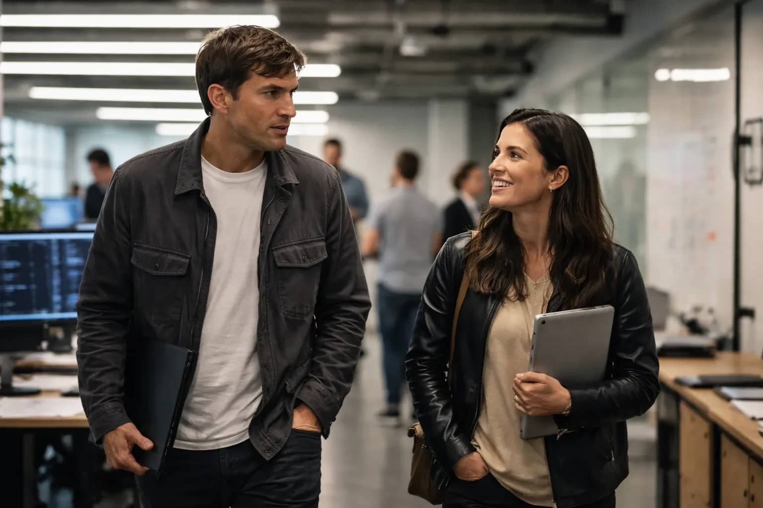 Ashton Kutcher at a TechCrunch event speaking about venture capital and AI investments.