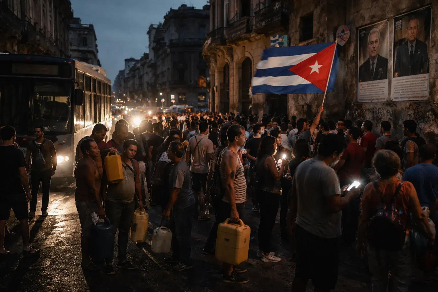 Protesters in Havana marching against US sanctions on International Workers Day.