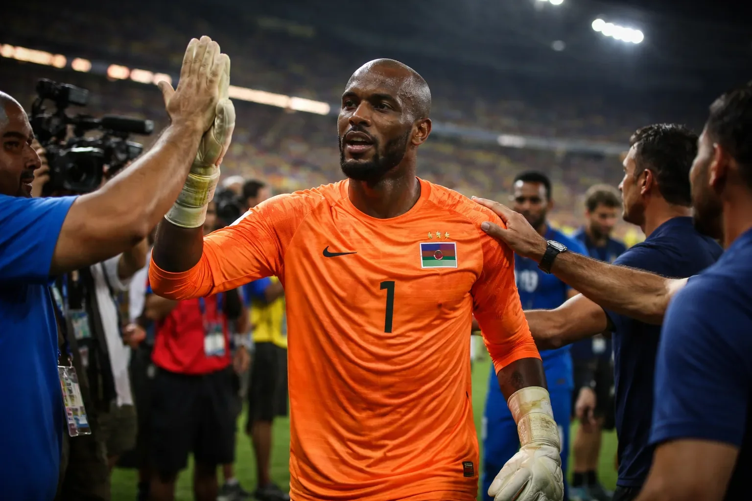 Eloy Room in goal for Curaçao during a World Cup qualifying match