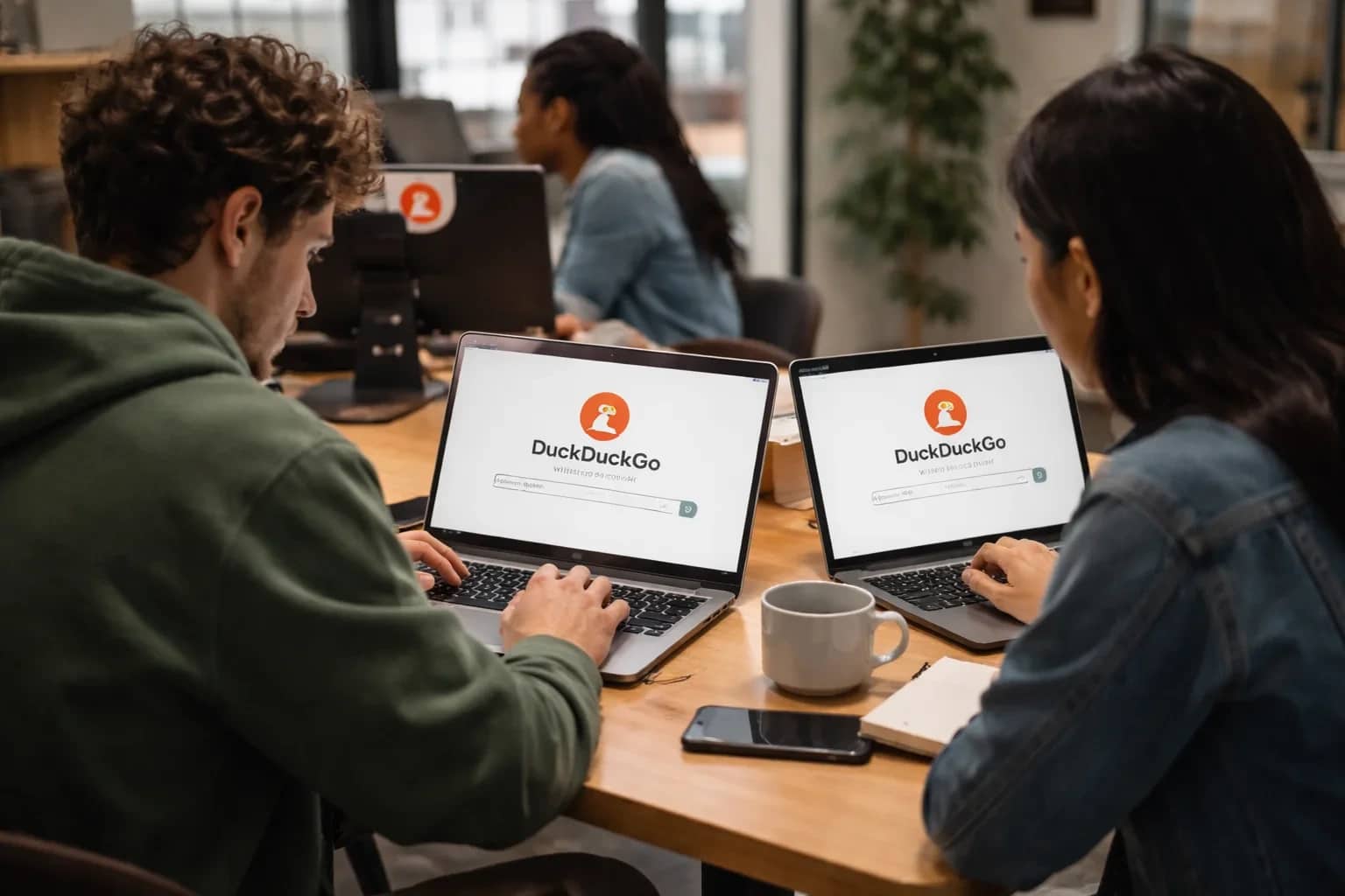 A visual representation of DuckDuckGo's browser extension interface showing AI-free search settings.