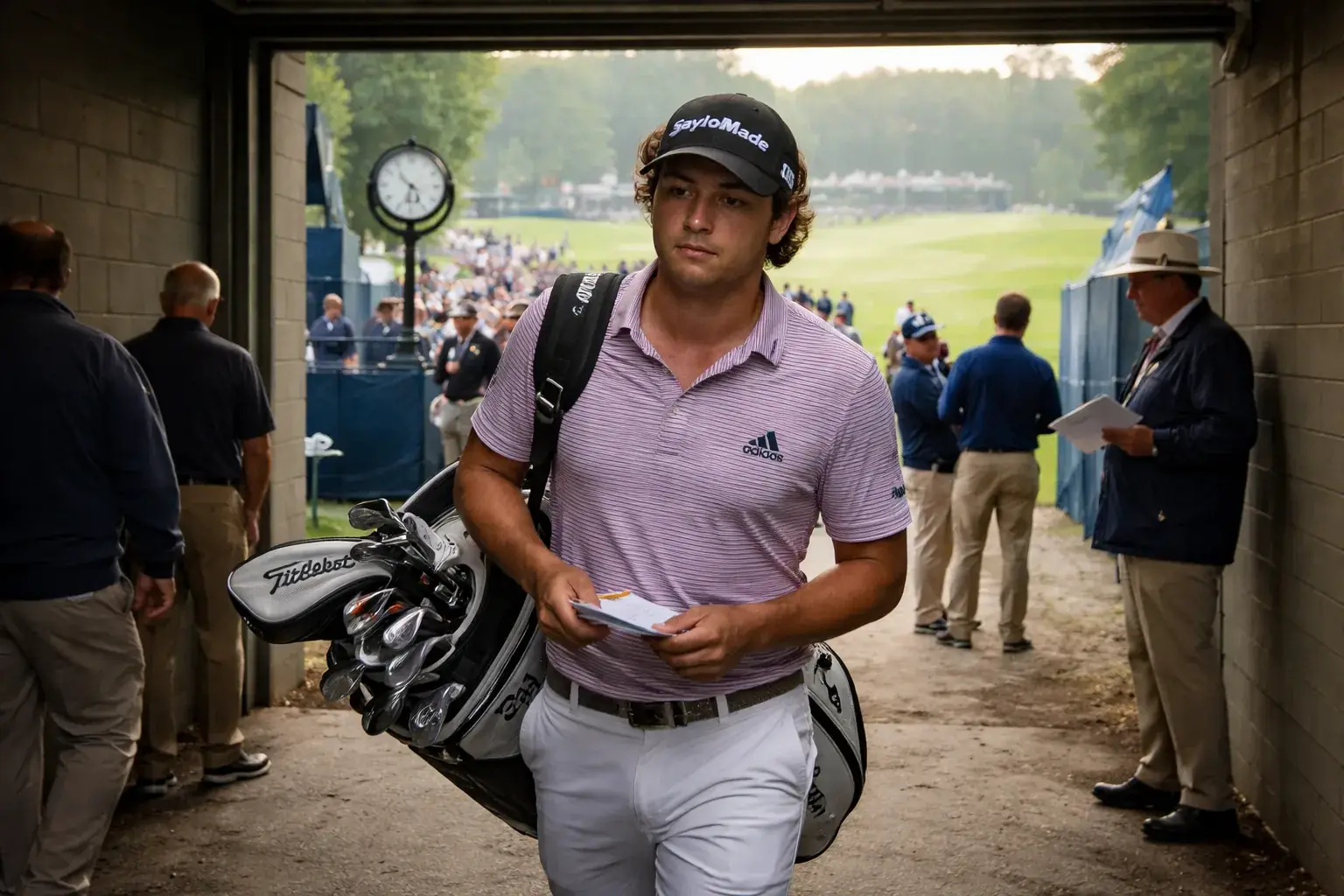 Garrick Higgo prepares for his round at a PGA Tour event.