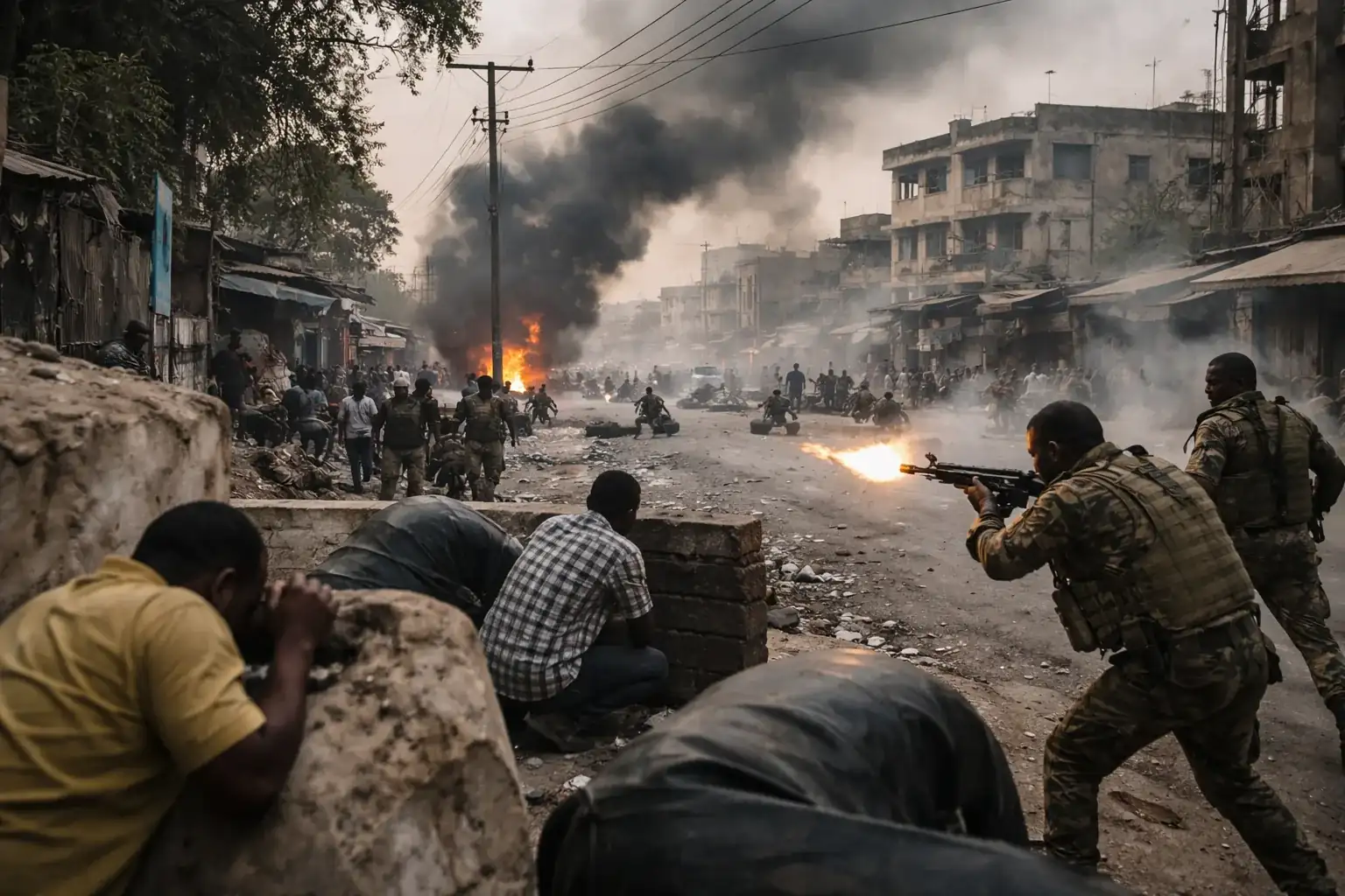 Security forces and heavy presence in the streets of Mogadishu following overnight clashes.