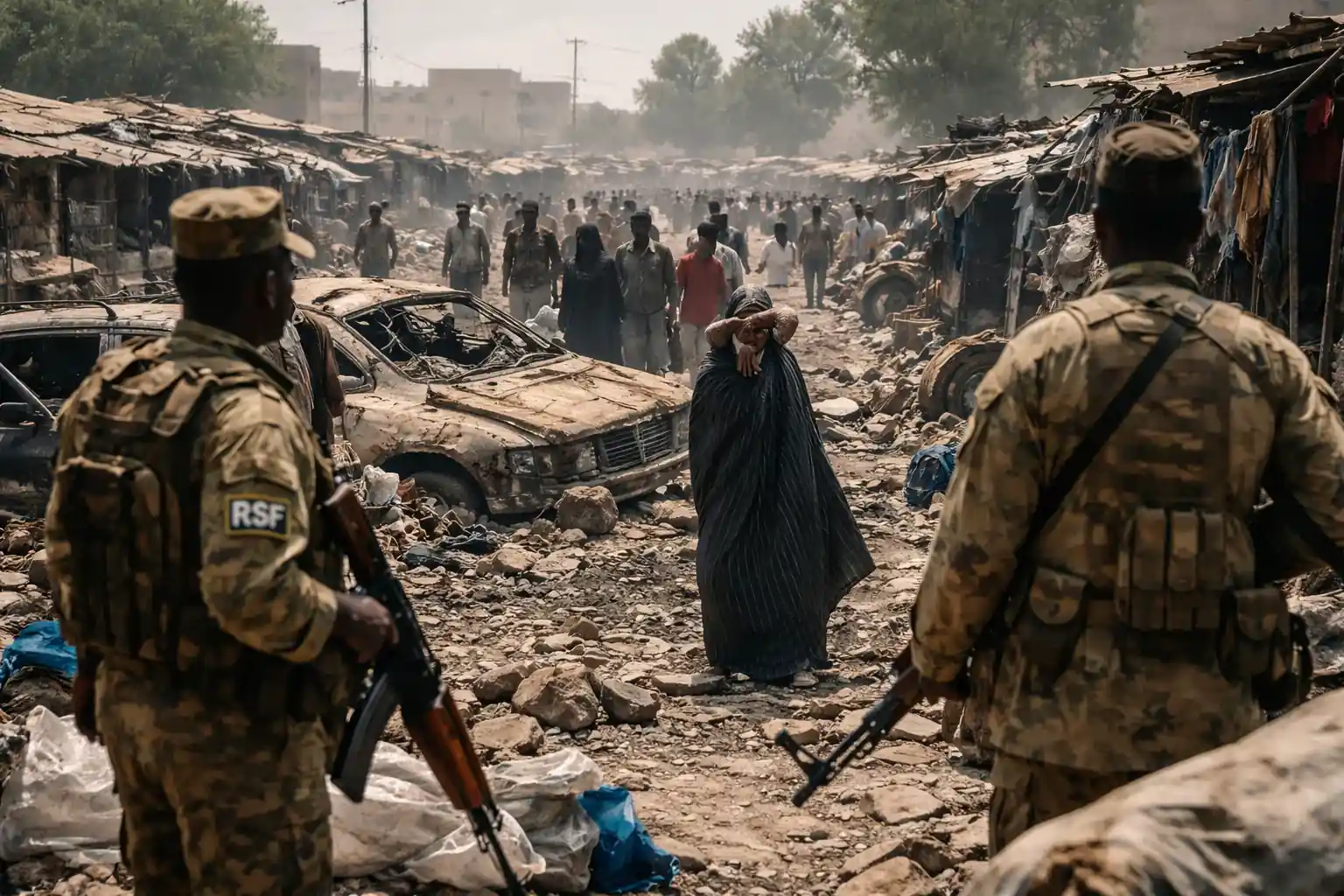Refugees fleeing the conflict in el-Fasher after the city was seized by RSF forces.