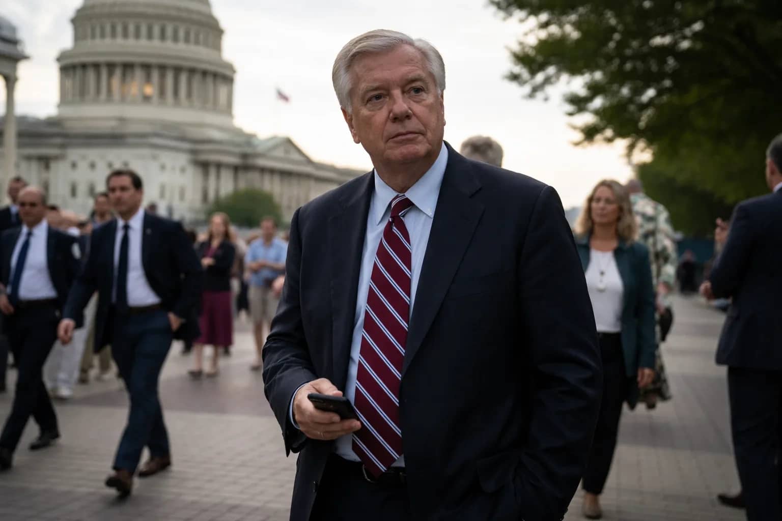 Portrait of Senator Lindsey Graham, a central figure in the Republican Party for over two decades.