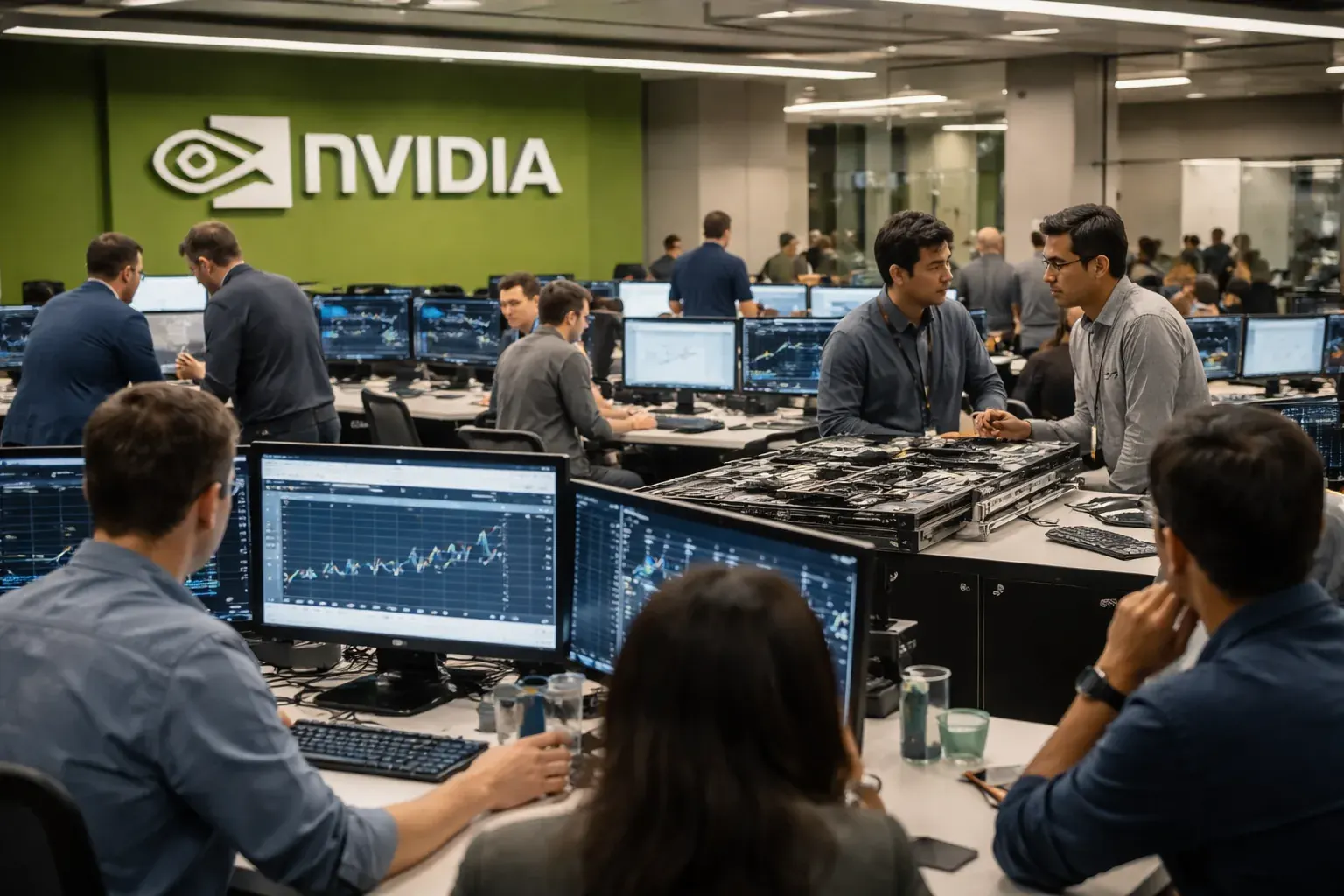 Nvidia branding displayed at a technology conference.