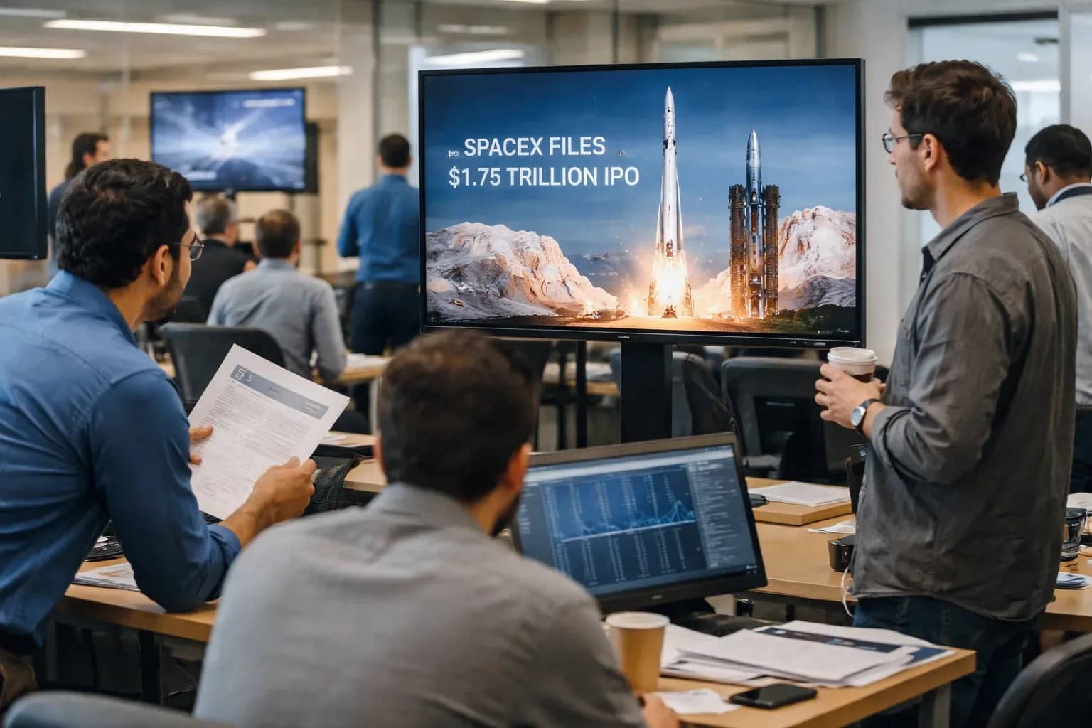 Illustration of SpaceX S-1 filing and Mars colony concept.