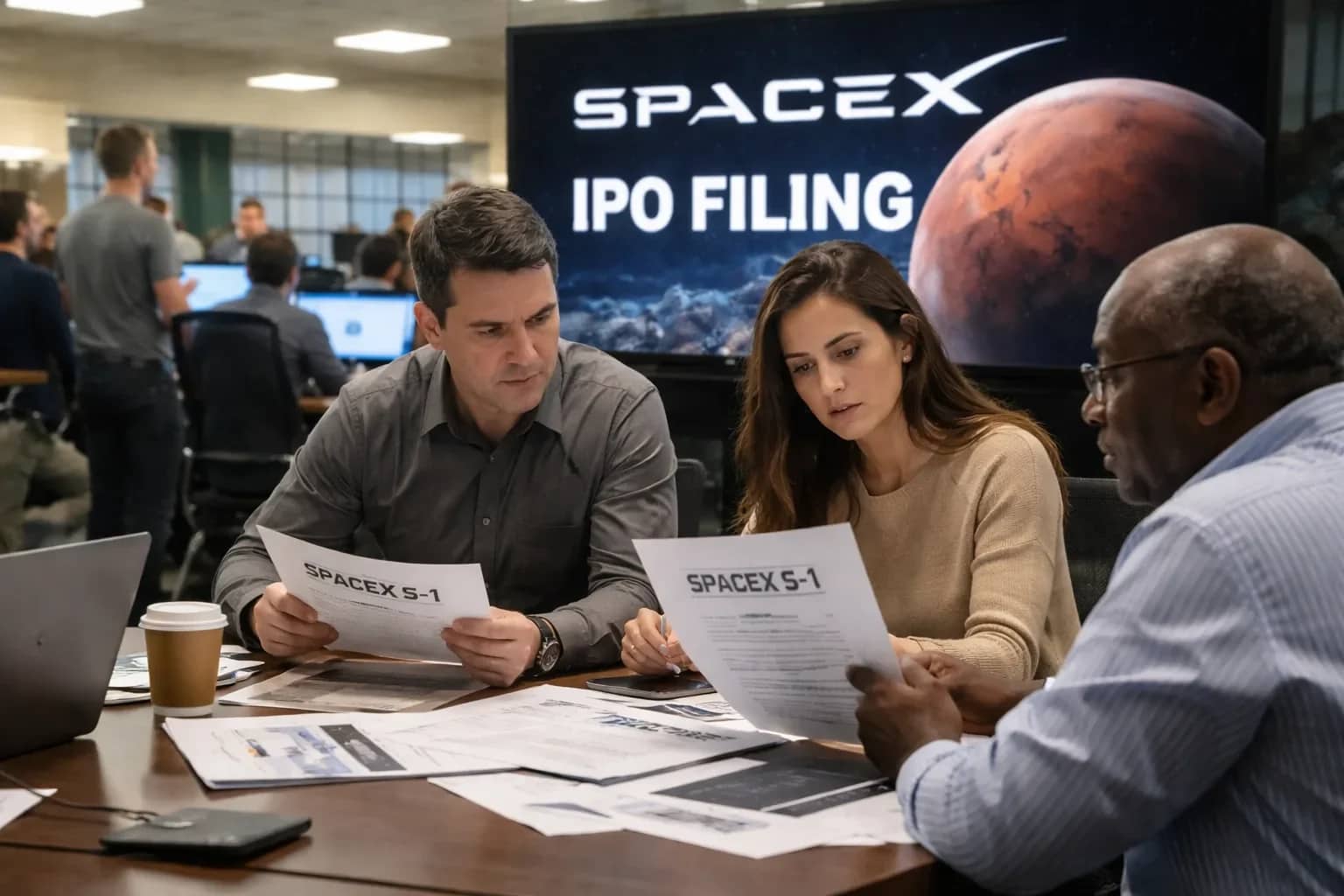 A SpaceX Starship preparation for launch, symbolizing the company's public market debut.