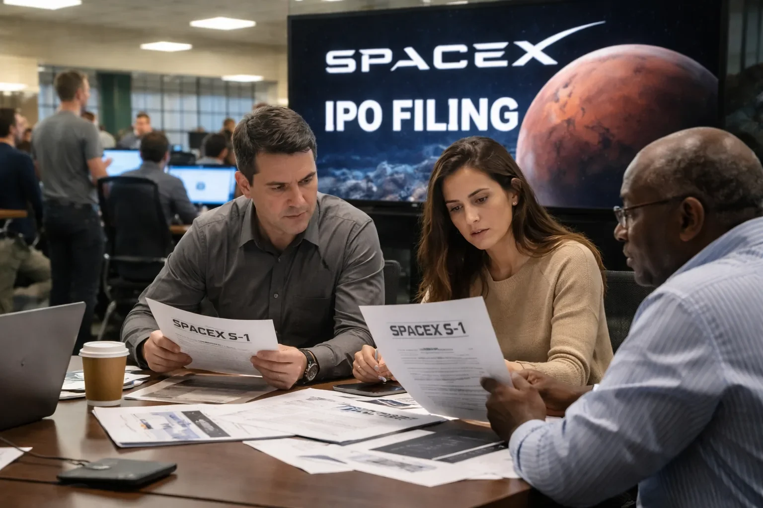 A SpaceX Starship preparation for launch, symbolizing the company's public market debut.