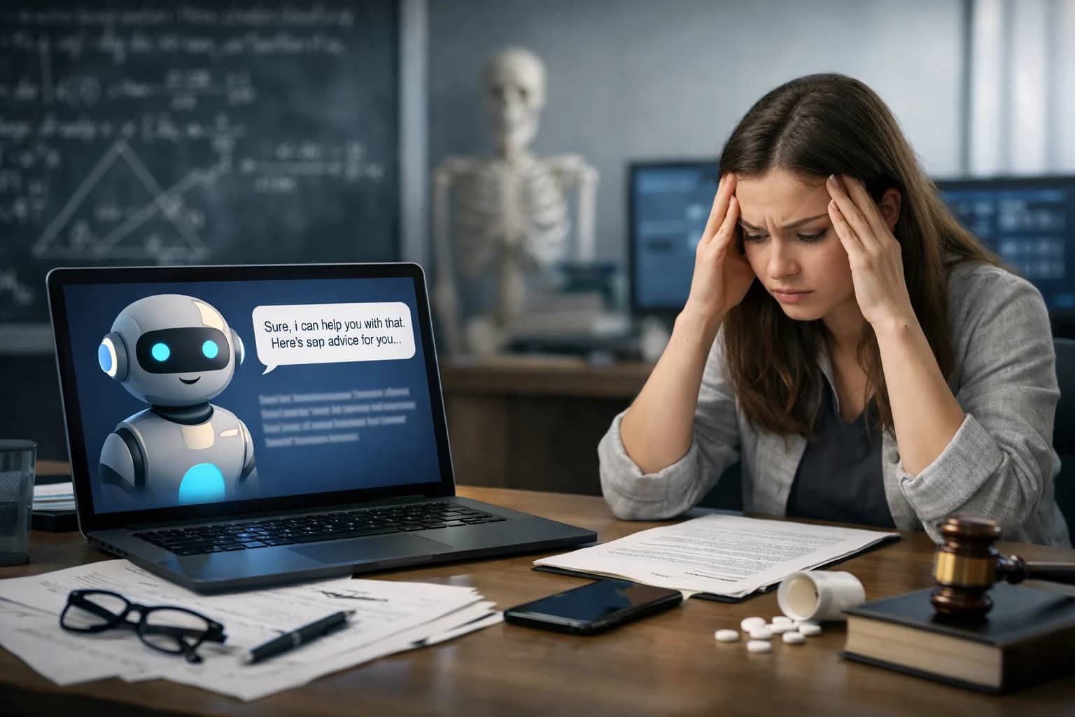 A conceptual representation of a person seeking emotional support from an AI chatbot interface.