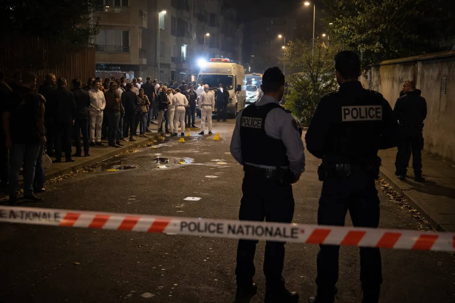 Police security perimeter in Nantes neighborhood after a fatal shooting