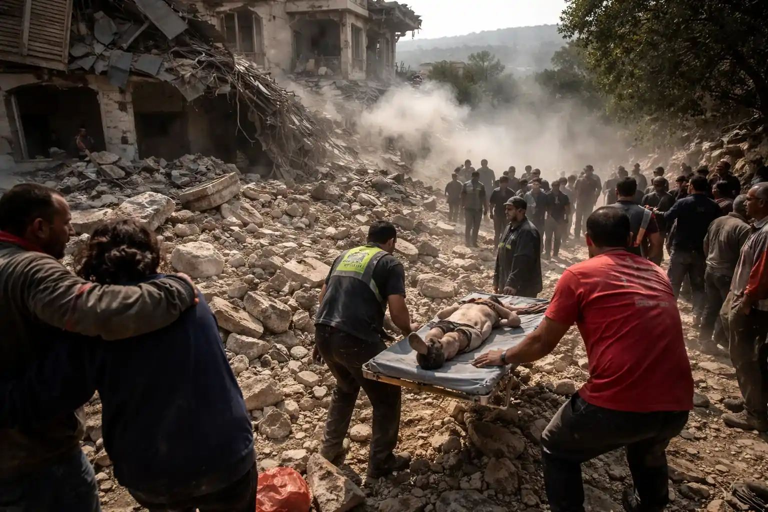 A man observes the aftermath of an air strike in southern Lebanon.