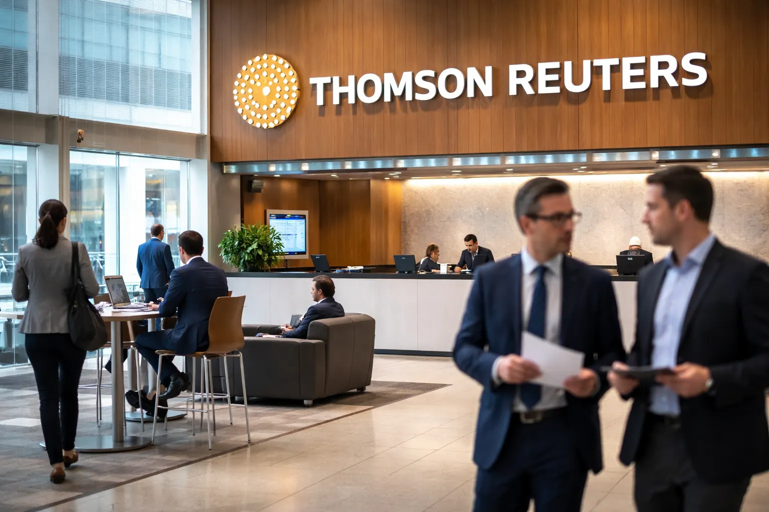Thomson Reuters corporate headquarters and logo