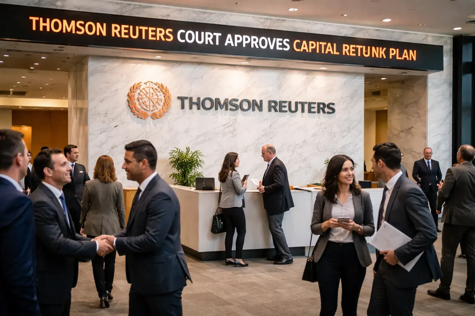 Thomson Reuters logo and corporate branding at a financial services center.