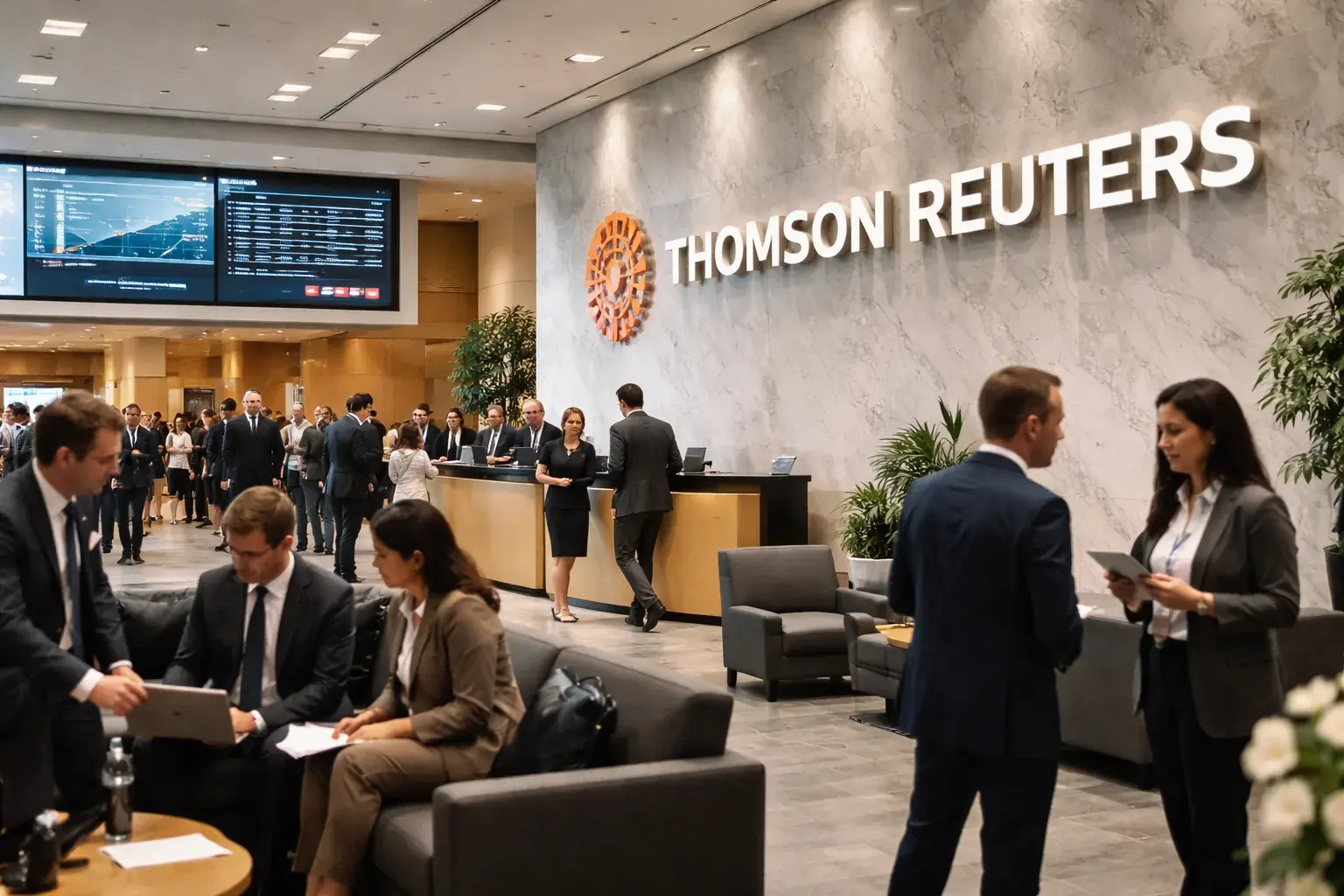 Thomson Reuters corporate logo and financial data display.