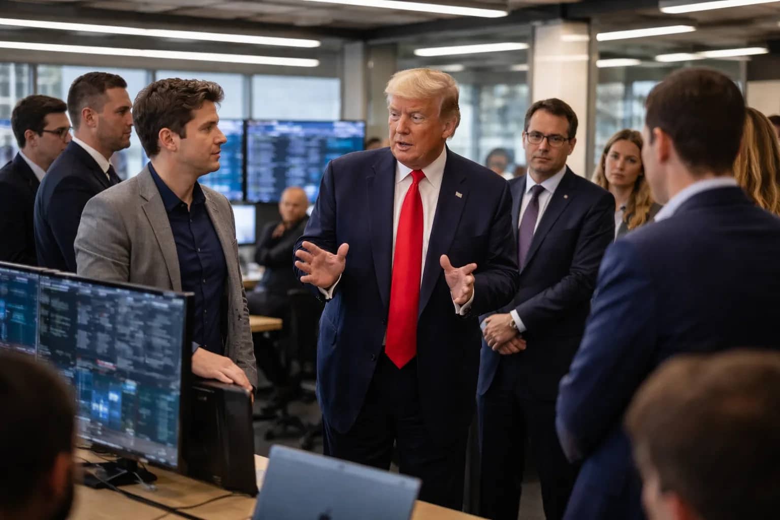 President Trump speaking to reporters about artificial intelligence and public wealth funds