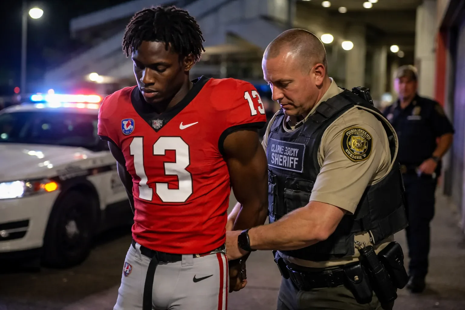 University of Georgia football helmet on the sideline of a game.
