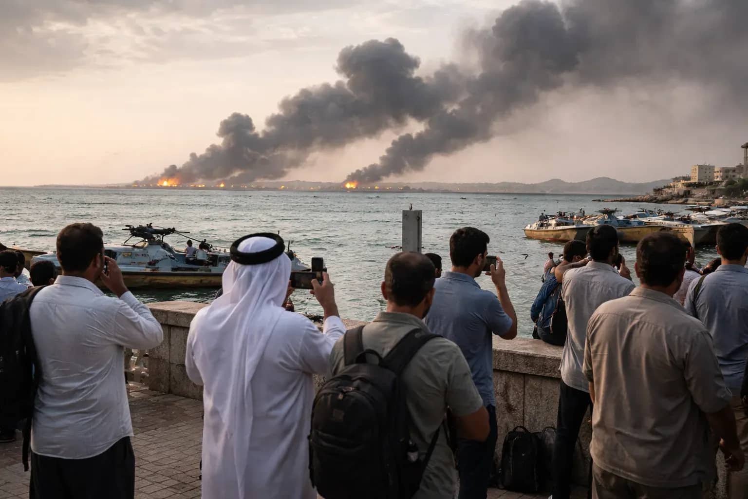 A view of the Strait of Hormuz where military tensions remain high between US and Iranian forces.