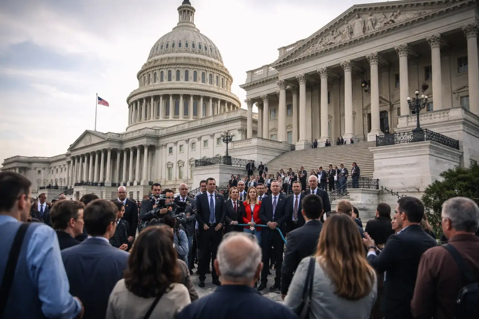 The US House of Representatives chamber during a legislative vote on military authority.