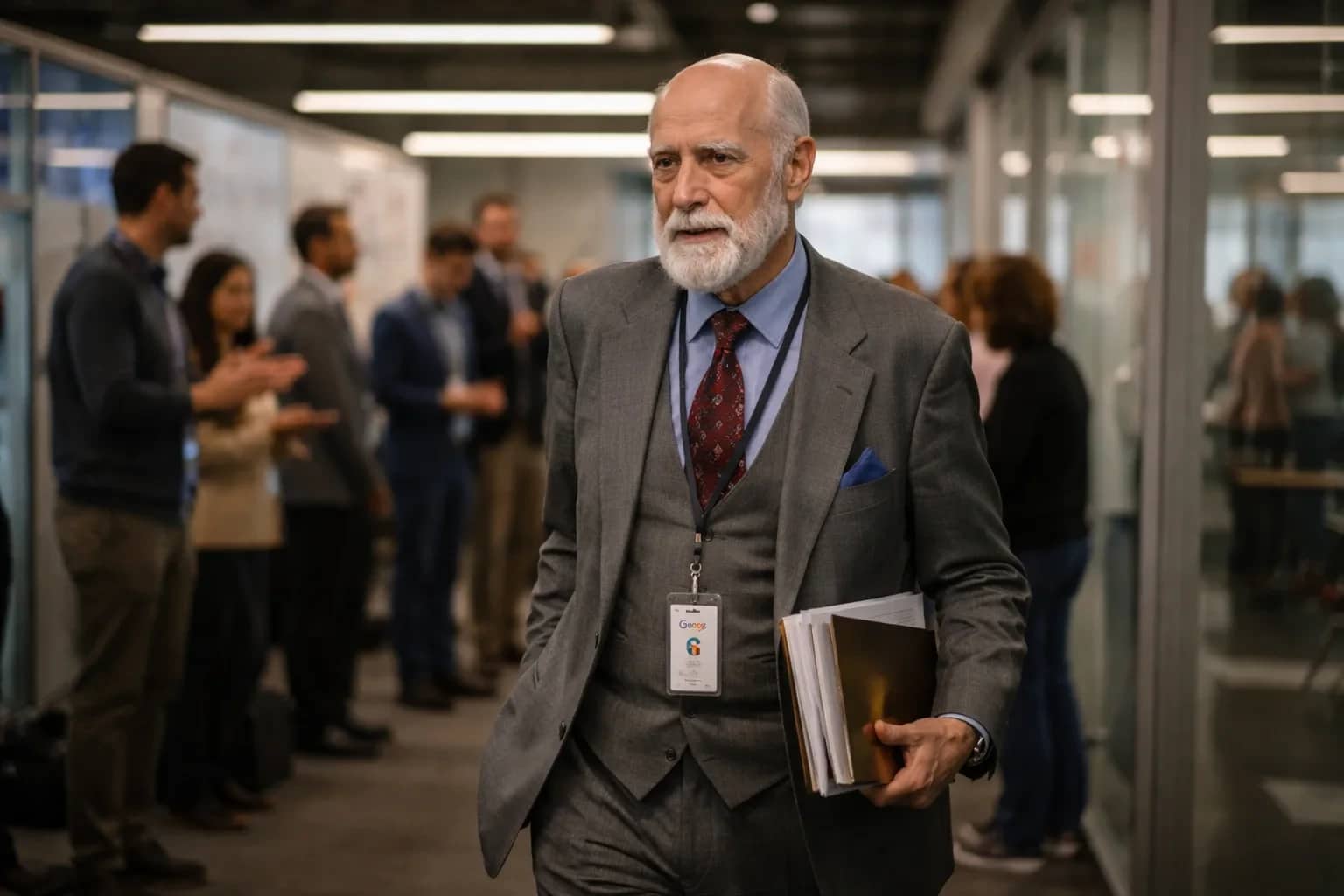 Vinton Cerf, computer scientist and internet pioneer, during a public speaking appearance.