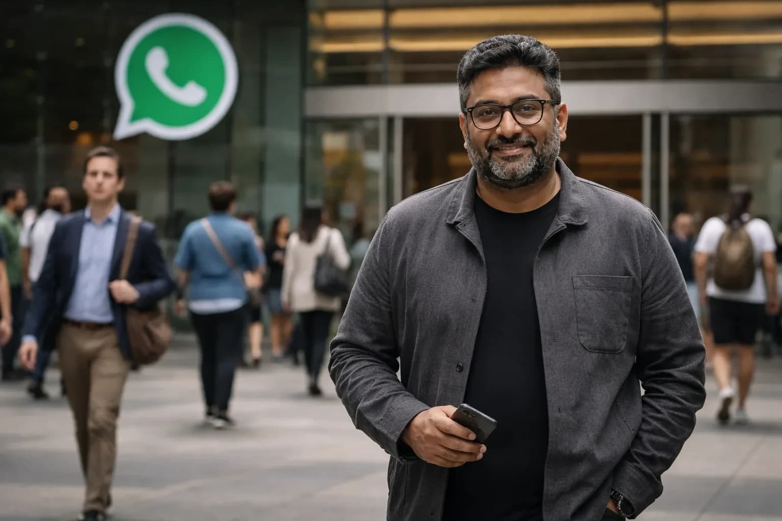 The WhatsApp logo displayed on a mobile device screens