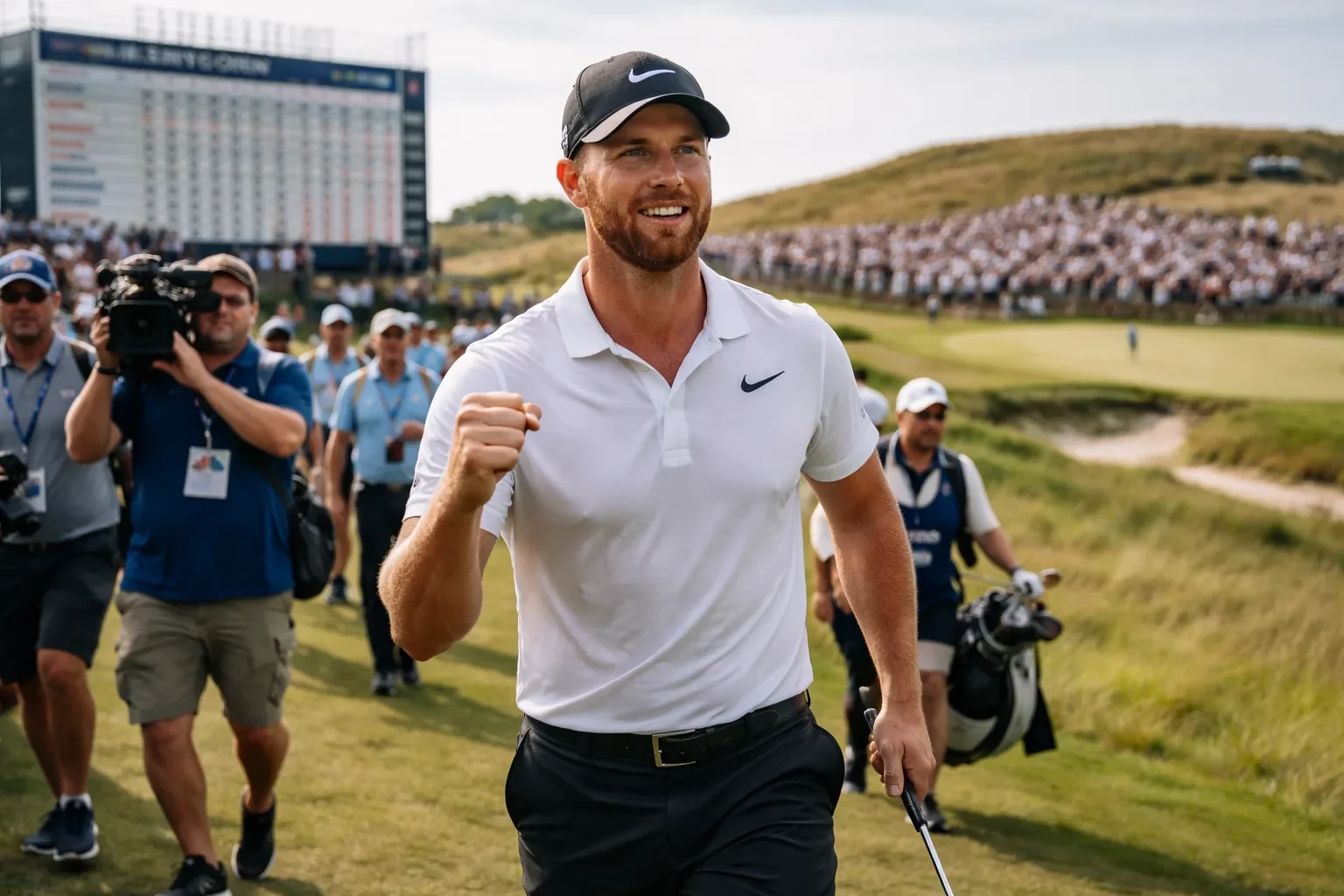 Wyndham Clark competing in a professional golf tournament.