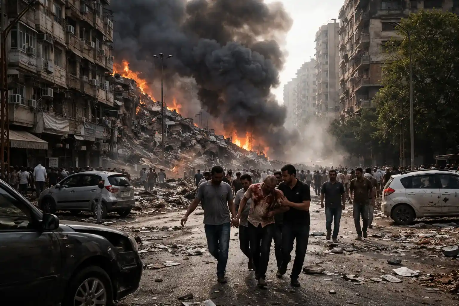 Smoke rises from Beirut's southern suburbs following Israeli air strikes.